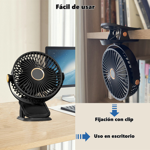 . Ventilador De Escritorio Con Luz De Noche Y Clip Aspas