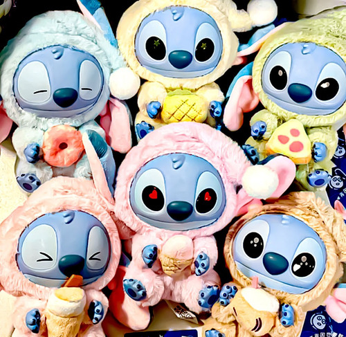 Labubu Oso Peluche Sorpresa 15 Cm Índigo Llavero Sorpresa Stitch