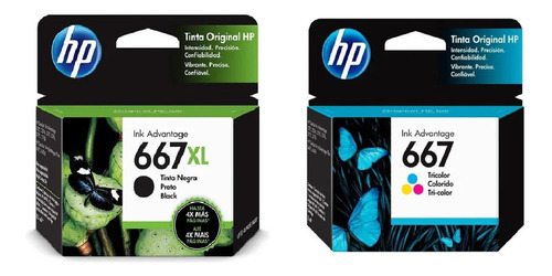 Combo Hp 667 Negro Xl + 667 Color 1275 2775 2778 2326 4175