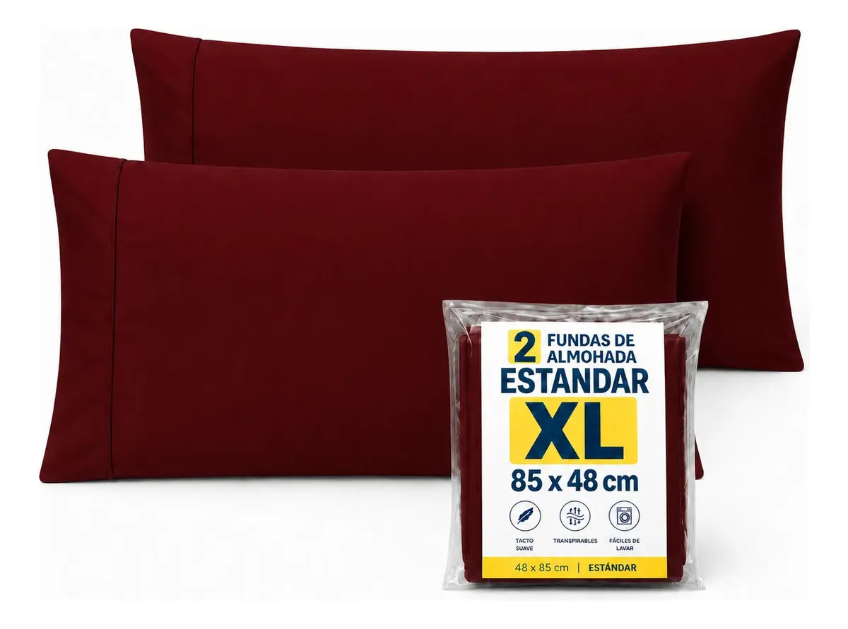 Set 2 Fundas Almohada 1800 Egipician Soft Estandar Colidream Tinto Liso