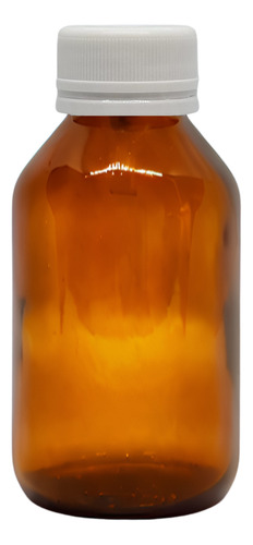 100 Botellas Jarabe 125ml Vidrio Ambar Tapa Precinto Blanca
