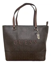 Comprar Bolsa Tote Guess Sv792622 Estampado Color Café Original Café Monograma Oro Café