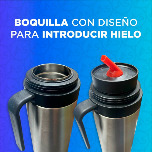 Imagen 5 de 9 de Termo Uruguayo 1 Litro Media Manija Acero Inoxidable Matero