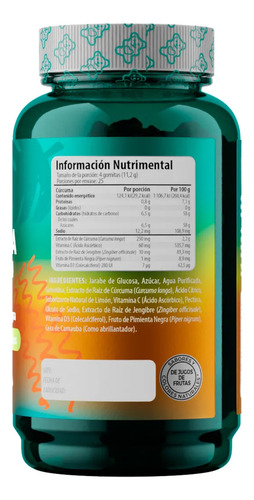 Cúrcuma Jengibre Pimienta Negra 100 Gomitas Limón Belabear