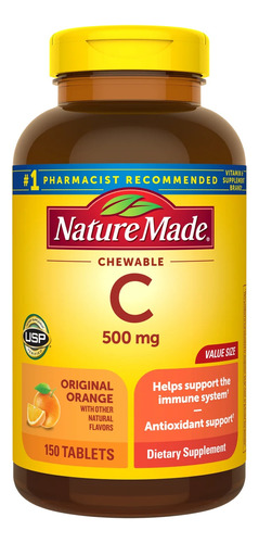 Nature Made Vitamin C Chewable Orange 500mg 150tabs
