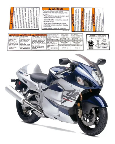 Kit Adesivo Etiquetas Para Suzuki Hayabusa Moto 13445 Cor Branco