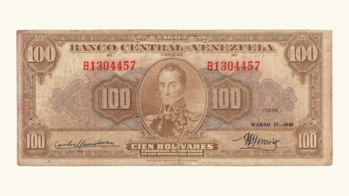 Venezuela, 100 Bolívares, Marzo-17-1949, Serie B7, Vf. 