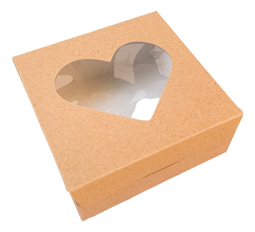 Caja Multiuso Kraft C/visor Corazon X 10 Unid (12x12x5)