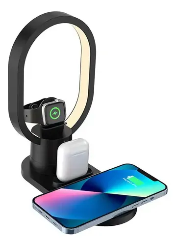 Estación De Carga 4 En 1 Luz Led Compatible Ios Android