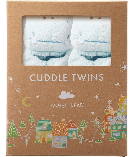 Angel Dear - Blue Hippo, Cuddle Twins Blankie Set