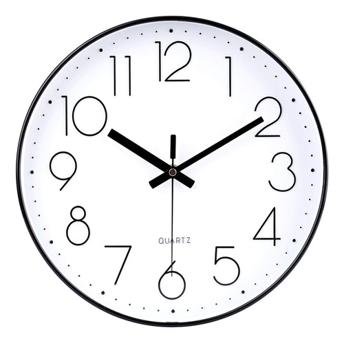 Reloj De Pared Jomparis, Abs, Diámetro 33 Cm, Blanco Y Negro