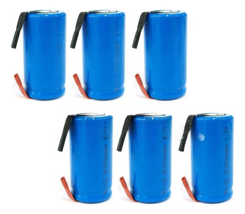 6 X Subc Sub C 2500mah 1.2v Nicd Recargable Con Pestaña Azul