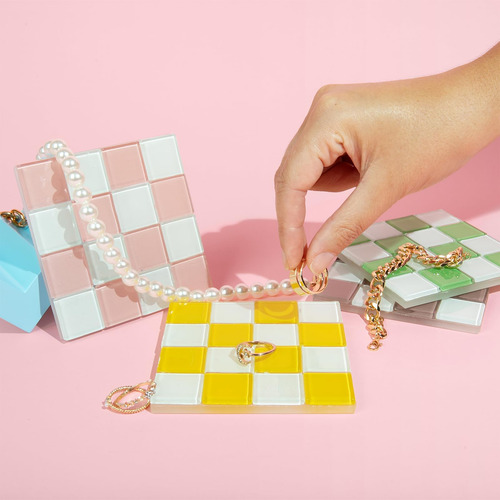 Juego De 2 Posavasos A Cuadros | 4 Posavasos Cuadrados Con A