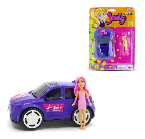 Carrito y accesorios Judy Doll, muñeca para niñas, color morado
