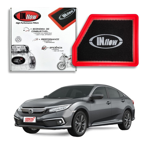 Filtro Esportivo Lavável Honda Civic Exl 2.0 16v 2020 Inflow