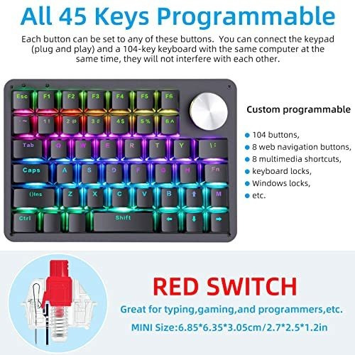 Teclado Mecánico Para Juegos Koolertron De Una Mano, Black P
