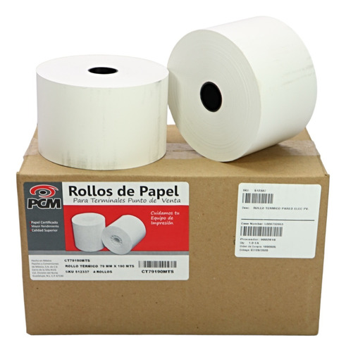 Rollo Para Impresora Termica 79mm X 190 Mts (4 Rollos)