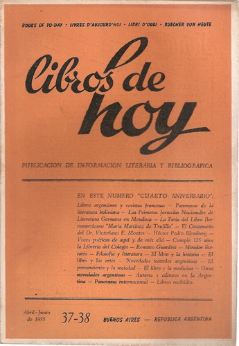 Revista Libros De Hoy Nº 37-38 Abril-junio 1955