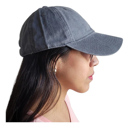 Gorra Lisa Vintage Gabardina 100% Algodón Premium Importada Gris Claro Regulable Vintage