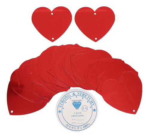 Confeti Decorativo Con Forma De Corazón Rojo, 100 Unidades,