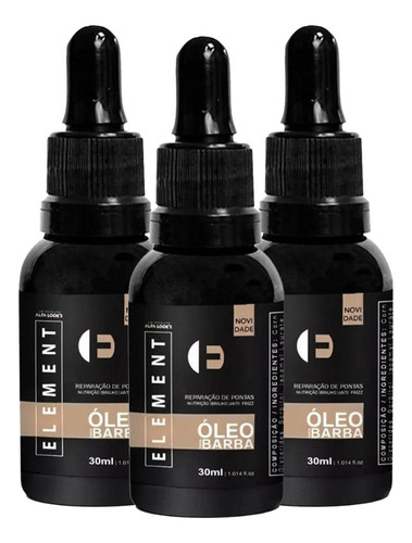 Kit 3 Óleo Para Barba Hidratante Profissional 30ml Element