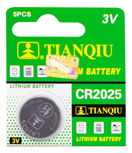 Pila Lithium 3v Cr2025 Tianqiu Set X 5 Und