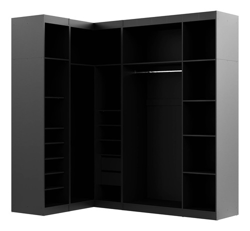 Guarda Roupa Modulado De Canto Com Espelho 6 Portas 3 Wt
