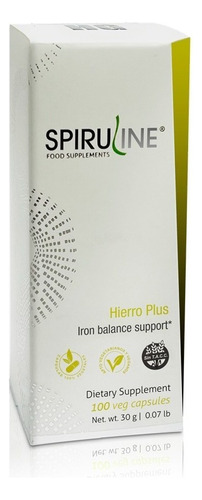 Spirulina Hierro X 100 Caps Con Vitamina C Y Acido Folico