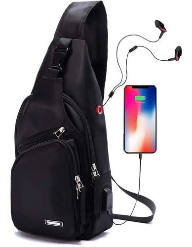 Mochila Bandolera Con Puerto De Carga Usb Antirrobo Impermea