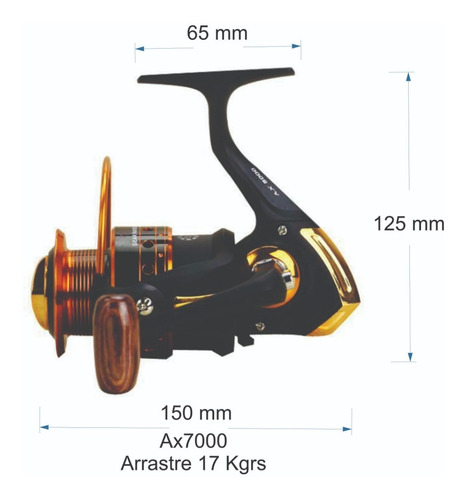 Imagen 2 de 6 de Reel Yumoshi Ax-7000 Frontal 13 Rulemanes Mar Laguan Variada P-35