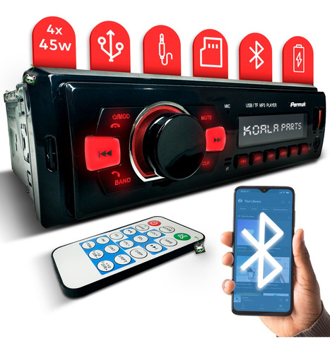 Som Automotivo Rádio Mp3 Player 1 Din Bluetooth 2 Usb Sd