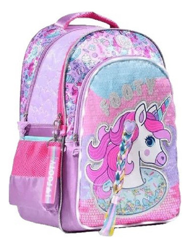 Mochila Espalda Sweet Unicornio Con Luz Led 18p - Footy Color Violeta