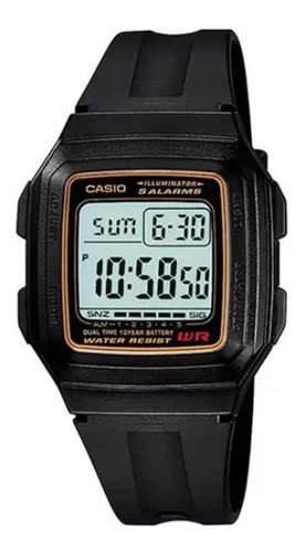 Imagem 1 de 9 de Relogio Casio Preto Digital F-201wa-9adf Standard