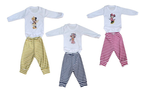 Pack 3 Conjuntos Body + Pantalon Minnie 