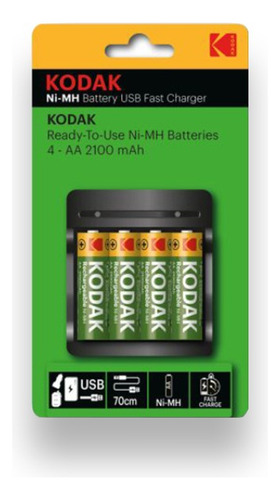 Cargador Kodak De Pila Recargable Para Aa & Aaa + 4 Pilas 
