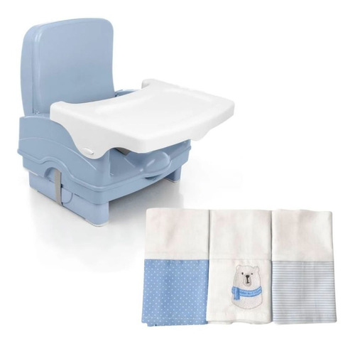 Kit Cadeira Portátil Cake Azul E Pano De Boca Urso Polar