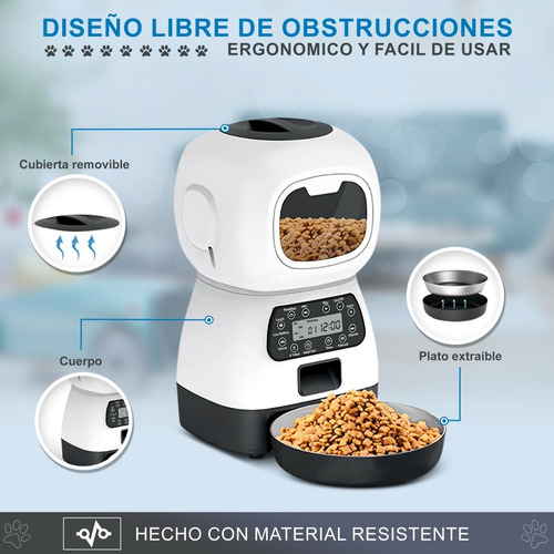 Imagen 4 de 5 de Dispensador Automatico Plato Alimento Perro Gato 3.5l