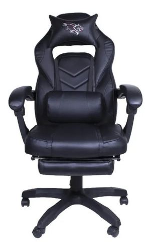 Silla de escritorio Seats And Stools giratoria reclinable reposa pies ergonómica  negra con tapizado de cuero sintético