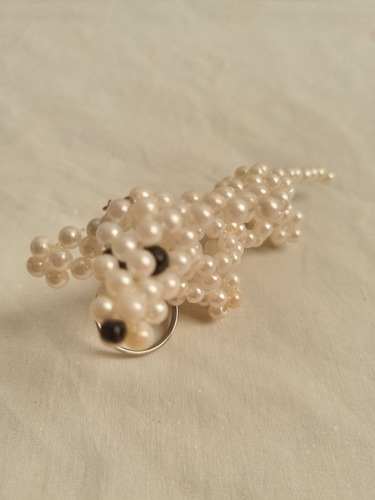 Chaveiro Cachorro Dachshund Branco Em Miçanga Novo