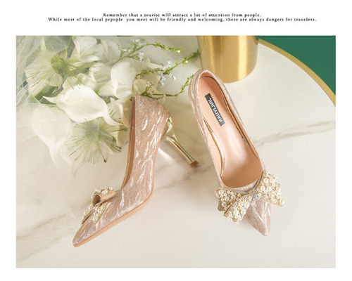 Zapatos De Mujer De Tacón Alto Con Lazo De Cristal 3/6/8cm