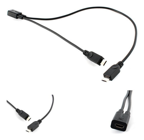 2 Cable Micro Usb, Cable De Extensión Divisor De A 2 ,