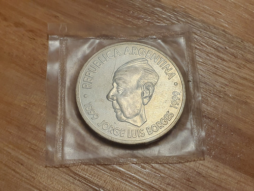 Moneda Conmemorativa De Jorge Luis Borges 2 Pesos Año 1999