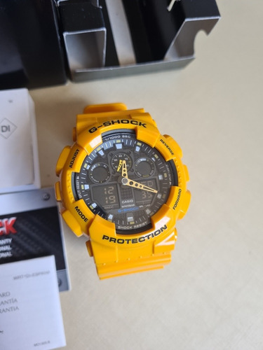 Relógio G-shock Ga100 Completo Na Caixa Amarelo Raro, Zero!