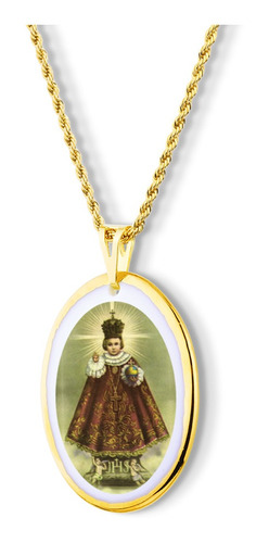 Medalha Menino Jesus De Praga Ouro Design Medalhas