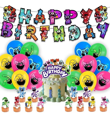 Cotillon Smiling Critters Cumpleaños Globos Diseño Exclusivo