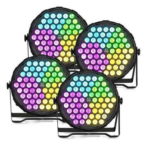 Kit 4 Canhão Refletor 60 Leds Par 80w Rgb Iluminação Dj Dmx