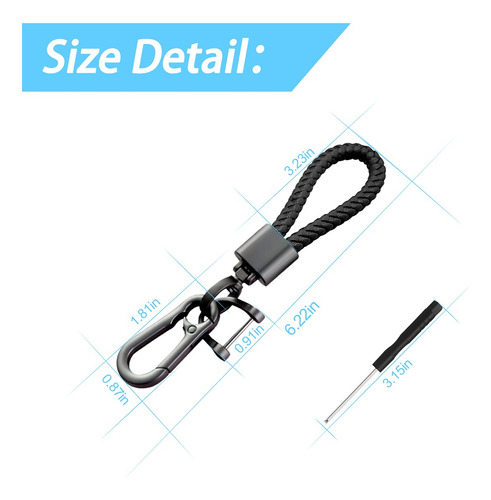 Llavero De Paracord Bellota Trenzado Cuero Negro Para Auto Color