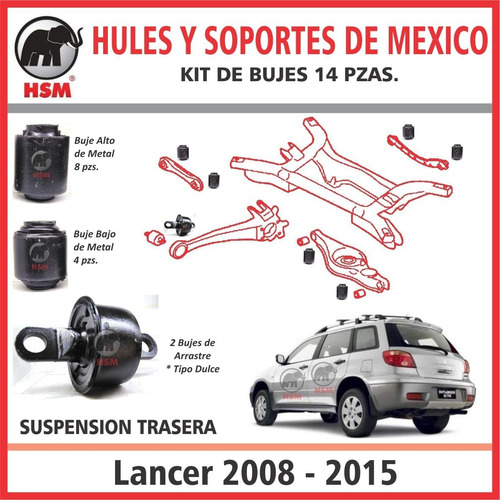 Imagen 6 de 7 de Bujes Suspension Trasera Outlander 14pzs 2010 2011 2012