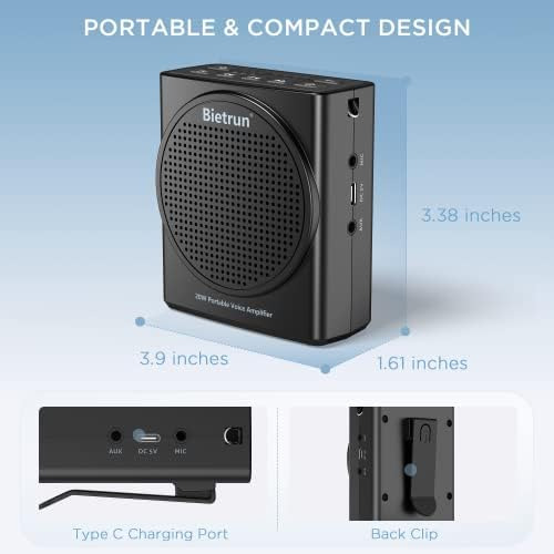 Bietrun Amplificador De Voz Portátil Con Micrófono Con Cable