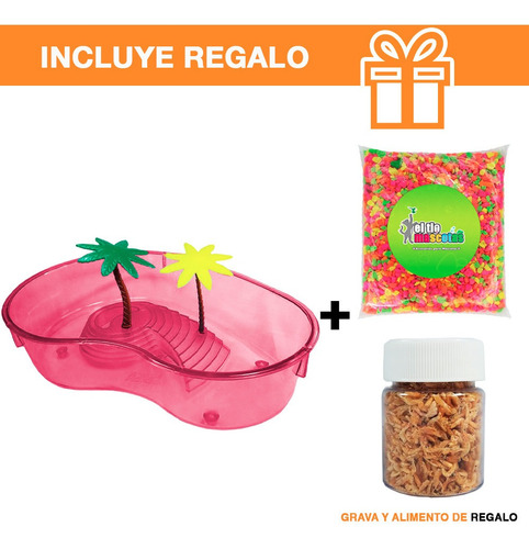 Kit Tortuguero Rojo Equipado + Alimento Y Grava De Regalo